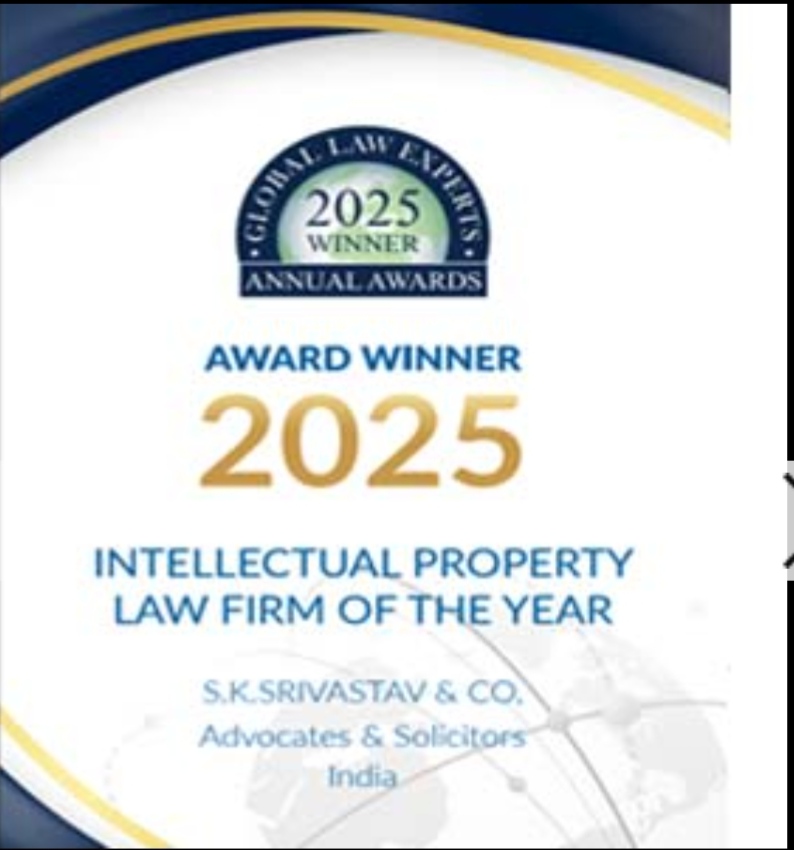 Intellectual Property Law Firm of the Year award certificate from Global Law Experts Annual Awards