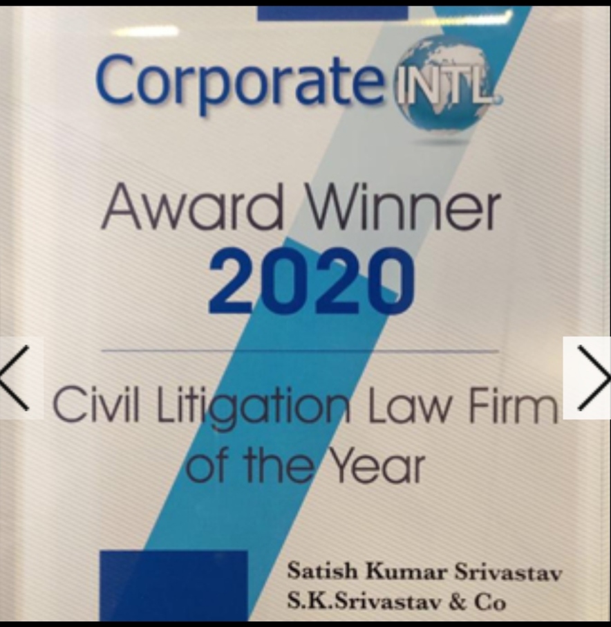 Civil Litigation Law Firm of the Year award certificate from Corporate INTL Global Awards