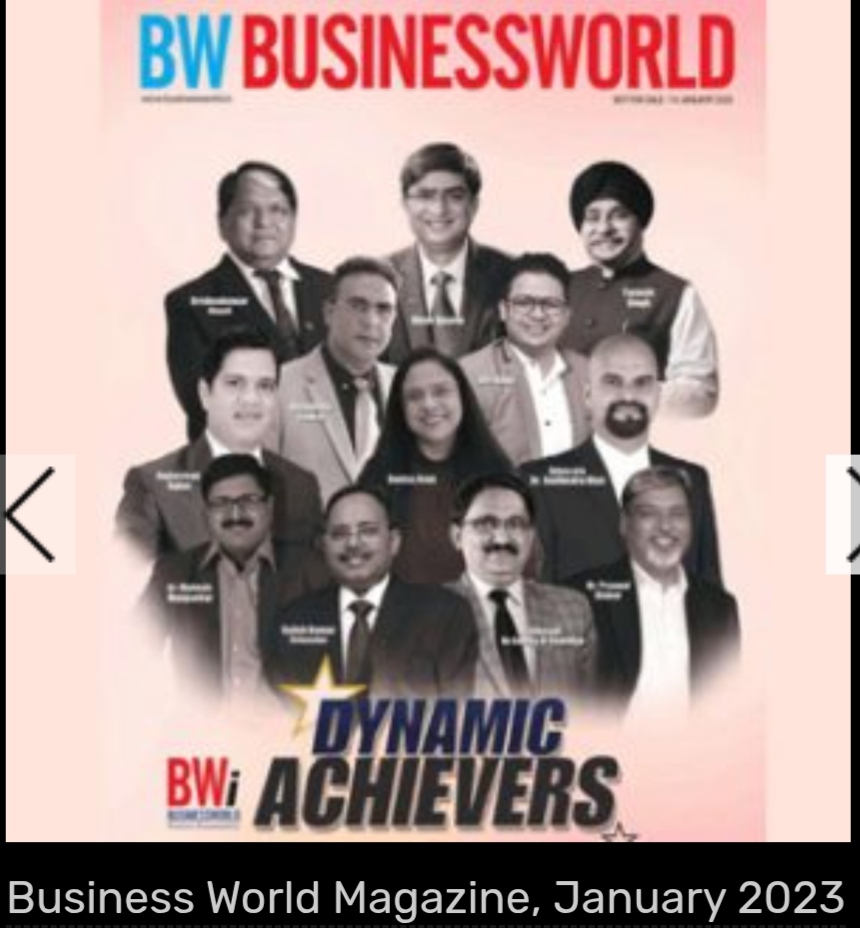 Dynamic Achievers Recognition award certificate from Businessworld Magazine