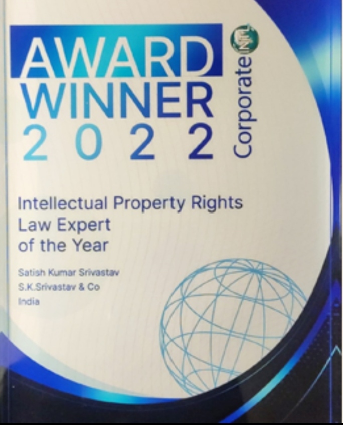 Intellectual Property Rights Law Expert of the Year award certificate from Corporate INTL Global Awards